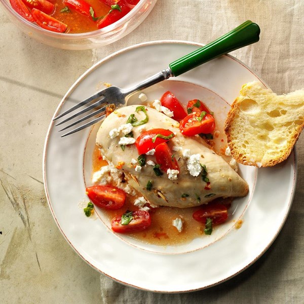 Stuffed chicken with marinated tomatoes