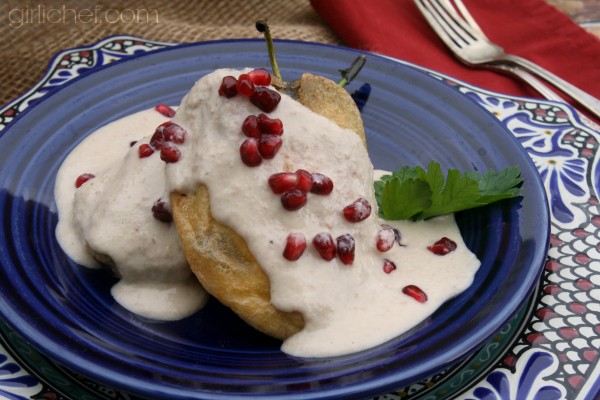 Stuffed chiles in walnut sauce (Chiles en nogada)