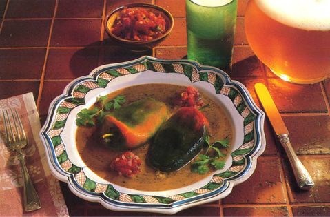 Stuffed chilies with black bean sauce