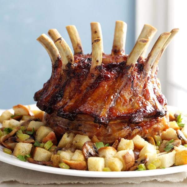 Stuffed crown roast of pork