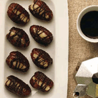 Stuffed dates drizzled with chocolate 