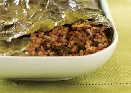 Stuffed grape leaves casserole
