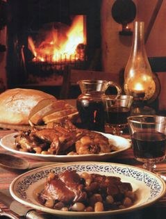 Stuffed hare or rabbit braised in wine (Lagos gemistos krassatos)