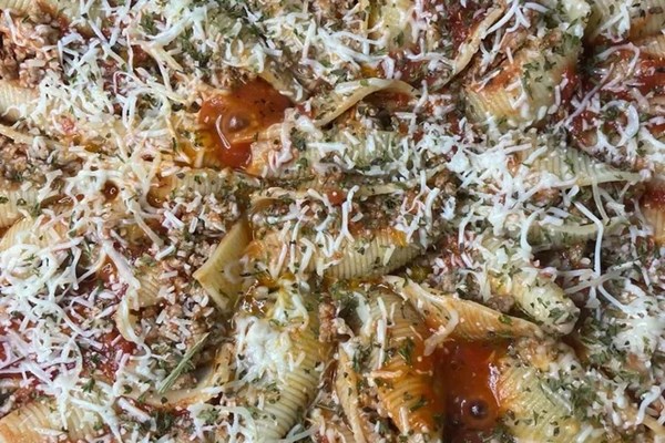 Stuffed jumbo shells with sausage & pork