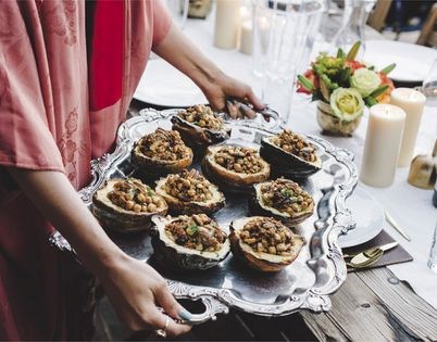 Stuffed maple-glazed acorn squash
