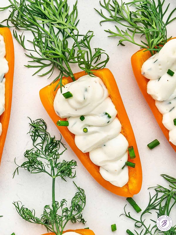 Stuffed mini bell pepper carrots