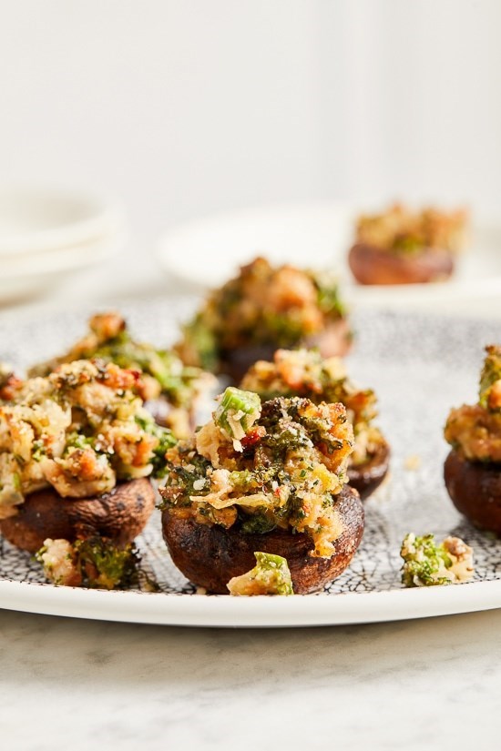 Stuffed mushrooms with broccoli rabe and sausage