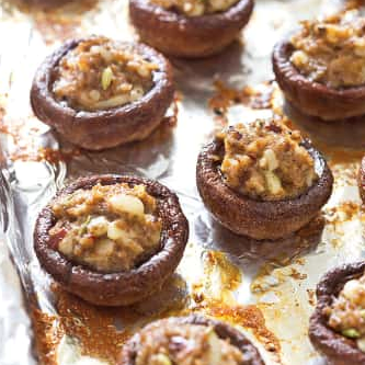 Stuffed mushrooms with cheddar, fennel, and sage