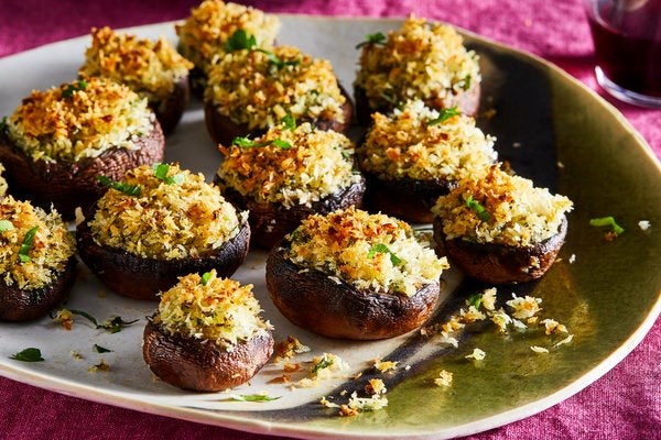 Stuffed mushrooms with panko and pecorino 