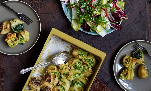 Stuffed pasta shells - mushroom filling
