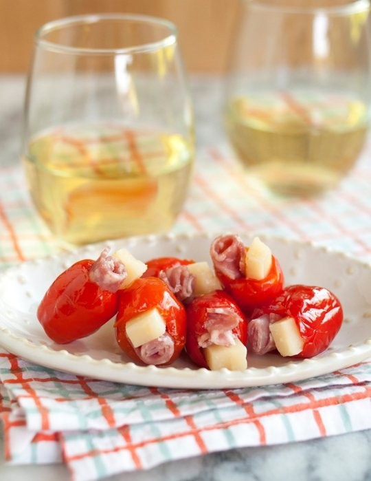 Stuffed peppadews with salami & Parmesan