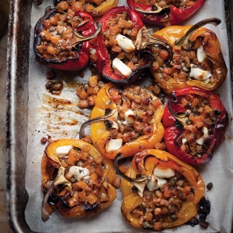 Stuffed peppers with fondant swede and goat's cheese