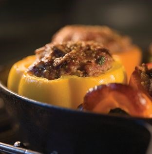 Stuffed peppers with Moroccan lamb