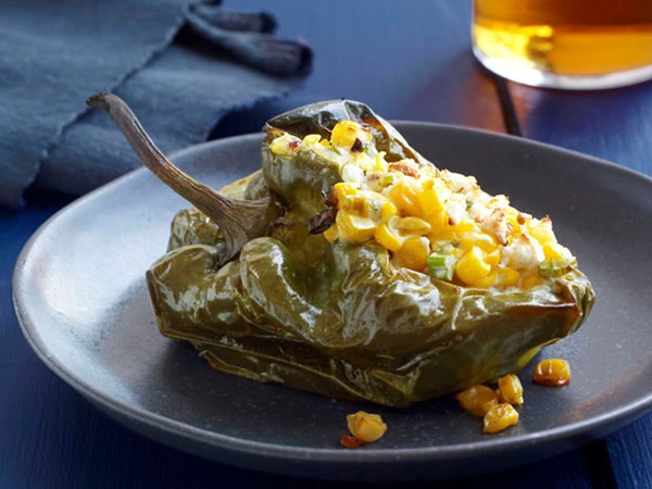 Stuffed poblanos with roasted corn