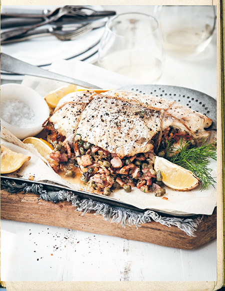 Stuffed roast snapper