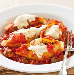 Stuffed shells with meat sauce