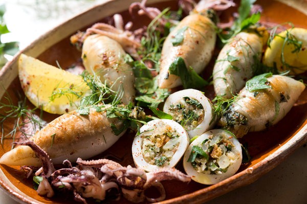 Stuffed squid Sicilian-style