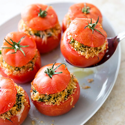Stuffed tomatoes with capers and pine nuts