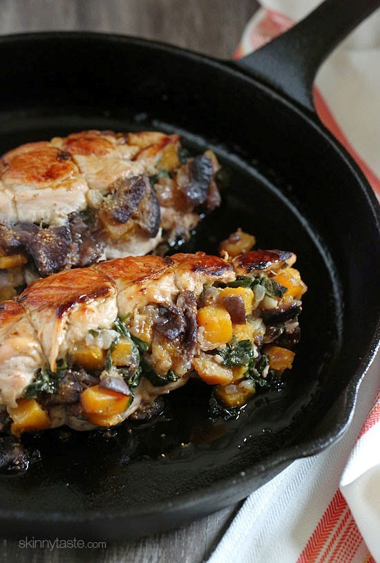 Stuffed turkey breasts with butternut squash and figs