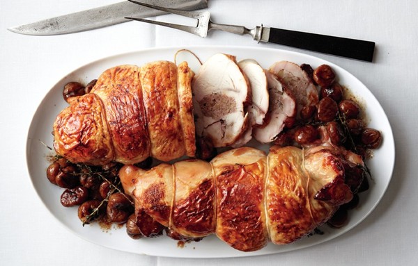 Stuffed turkey breasts with chestnuts (Boudin blanc)