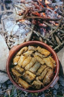 Stuffed vine leaves with pine nuts