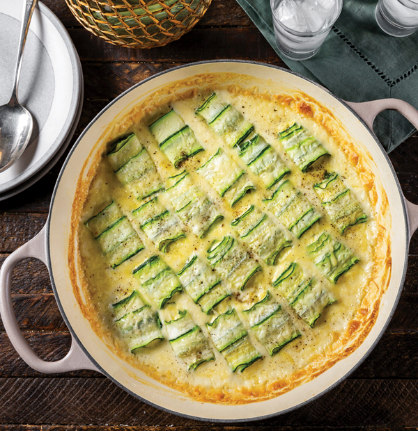 Stuffed zucchini and Alfredo
