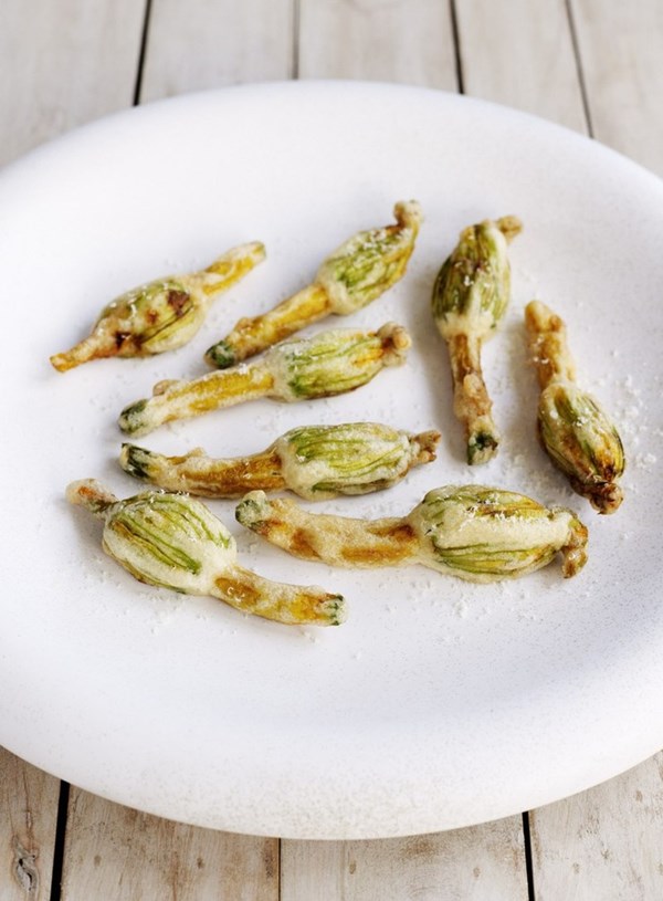 Stuffed zucchini flowers