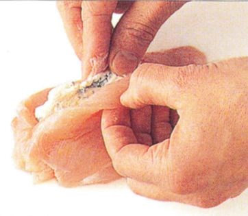 Stuffing and frying a chicken breast