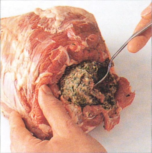 Stuffing and roasting a boned leg of lamb