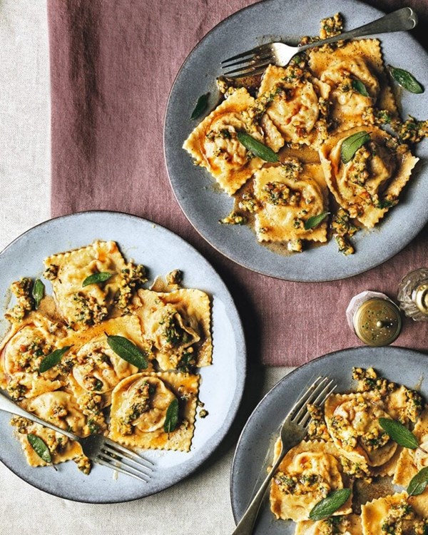 Stuffing and sage ravioli