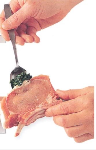 Stuffing pork chops