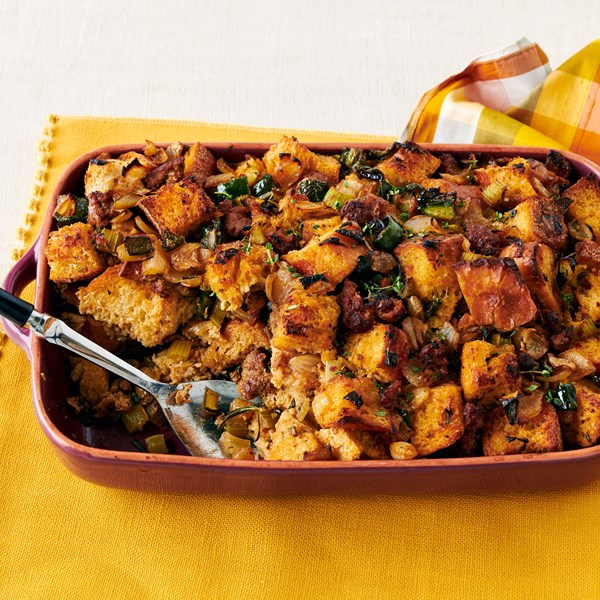Stuffing with chorizo and poblanos