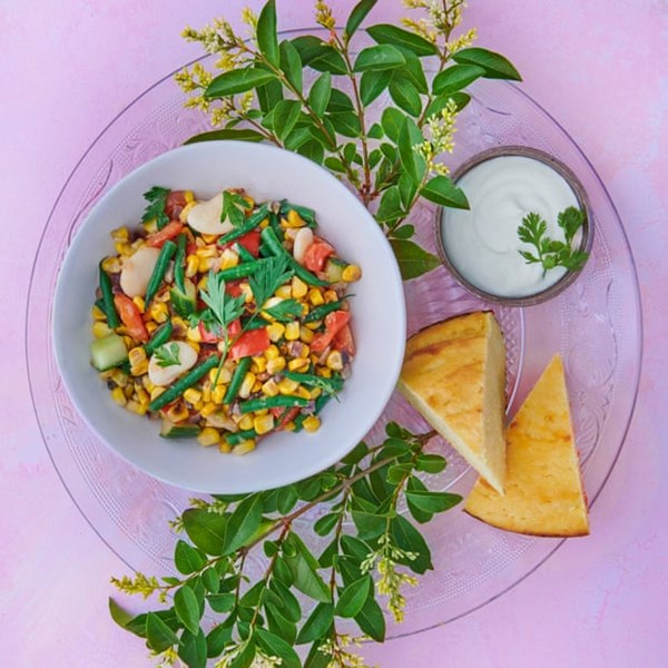 Succotash with cornbread