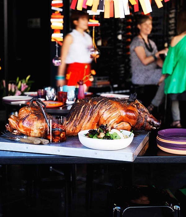 Suckling pig with roast fennel and warrigal greens [Hamish Ingham]
