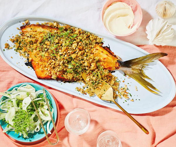 Sugar and fennel-crusted kingfish