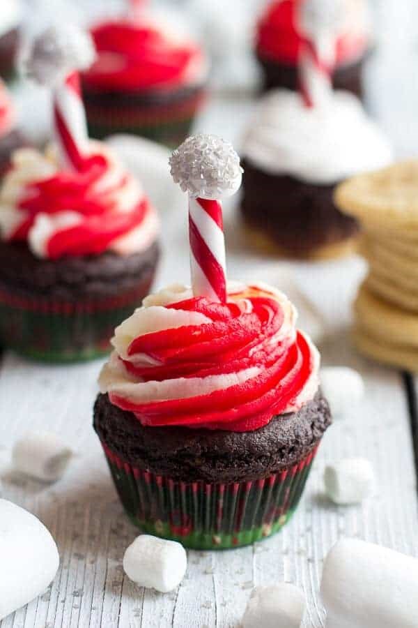 Sugar cookie hot cocoa cupcakes