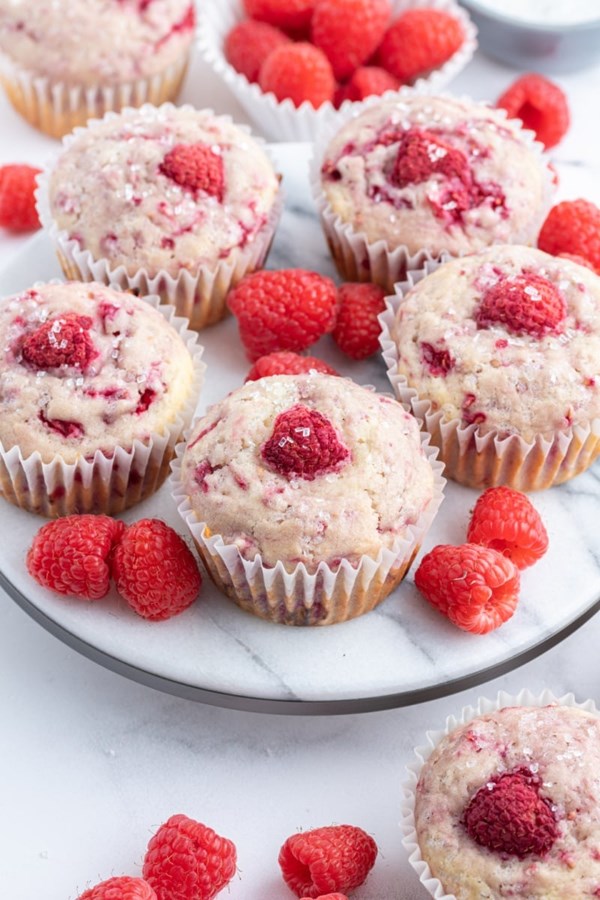 Sugar crusted raspberry muffins