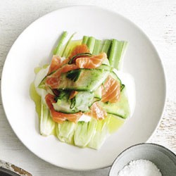 Sugar-cured salmon with salted fennel and cucumber salad