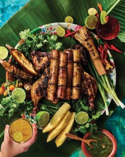 Sugarcane smoked chicken (Poulet boucané)