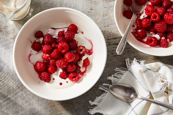 Sugared berries with caraway cream