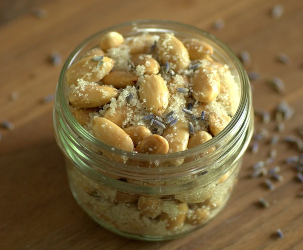 Sugared lavender almonds
