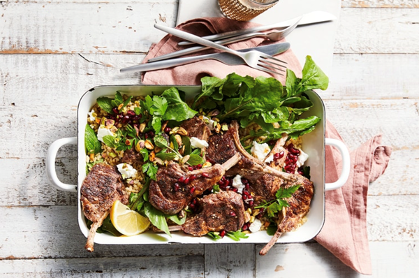 Sumac and za'atar lamb cutlets with burghul salad
