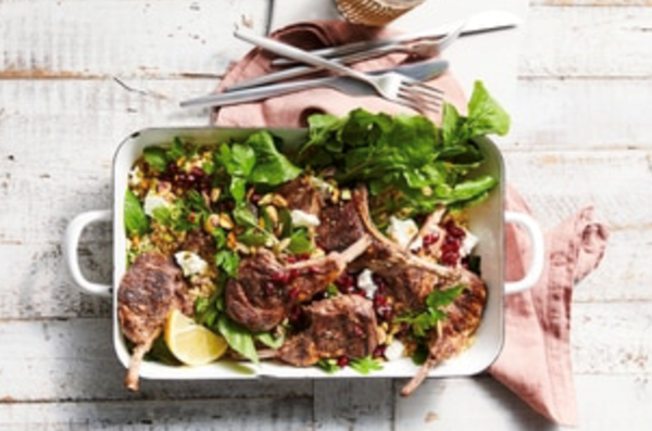 Sumac and za'atar lamb cutlets with burghul salad