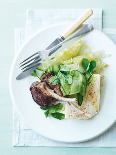Sumac lamb cutlets with iceberg and feta salad