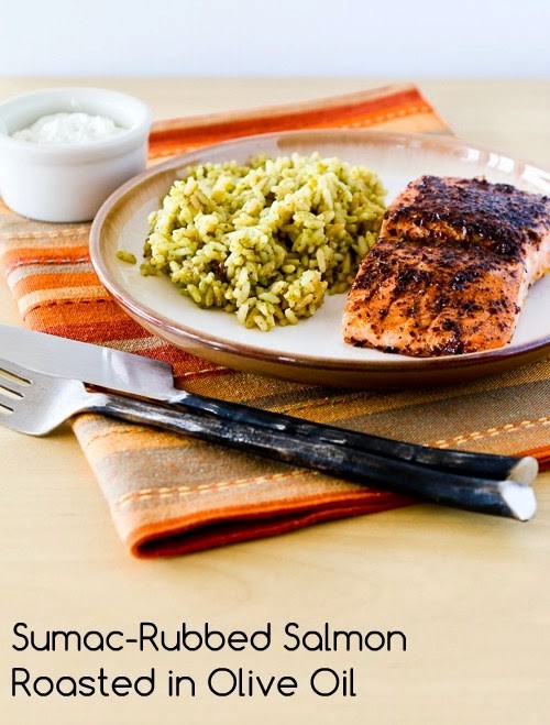 Sumac-rubbed salmon roasted in olive oil