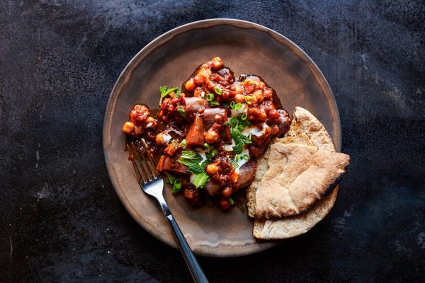 Sumac-scented eggplant and chickpeas 