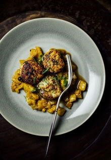Sumac-seared scallops with mostarda