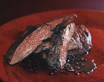 Sumac skirt steak with pomegranate reduction