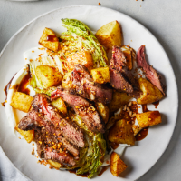 Sumac-spiced bavette with roasted veg