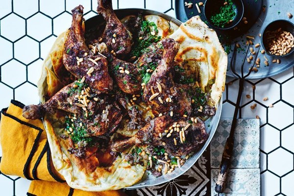 Sumac-spiced chicken (Musakhan)